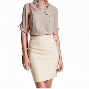H&M tan paneled pencil skirt
